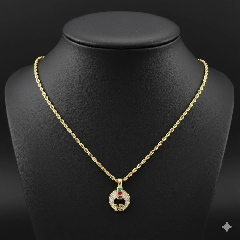 Nina Ricci Gold Necklace with Colorful Accents